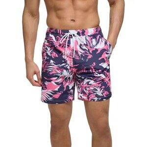 Calvin Klein Men's Quick-Dry UPF 50+ Island Camo Swim Trunks Navy tropical XXL
